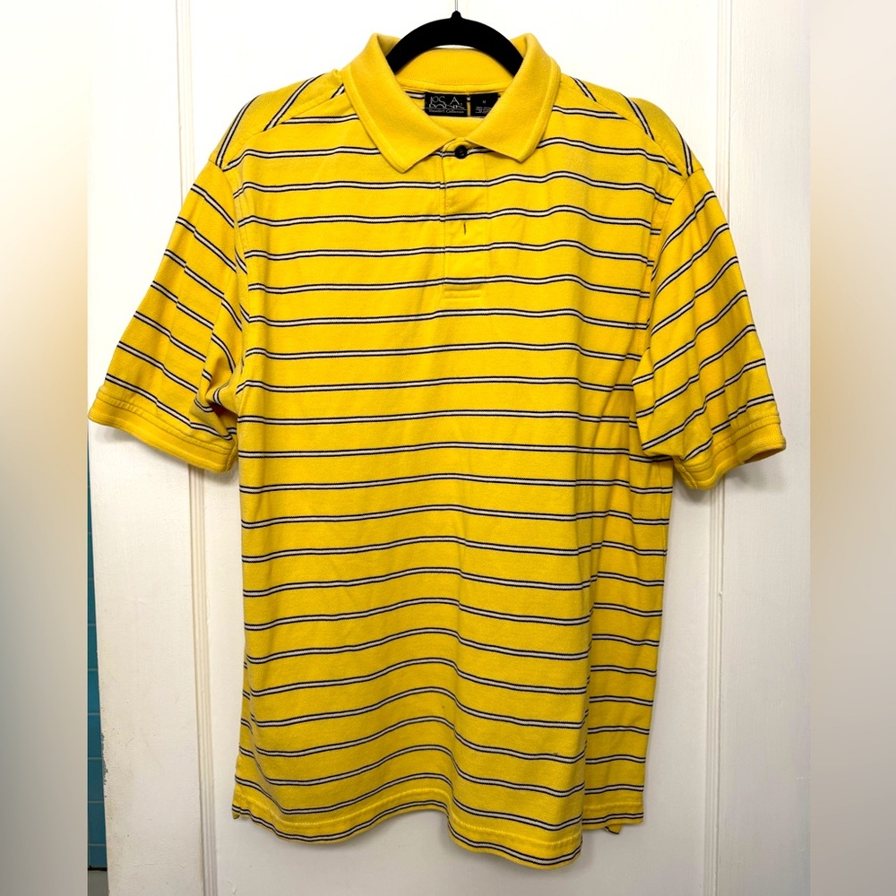 Jos. A. Bank Yellow Striped Polo Shirt Size Medium